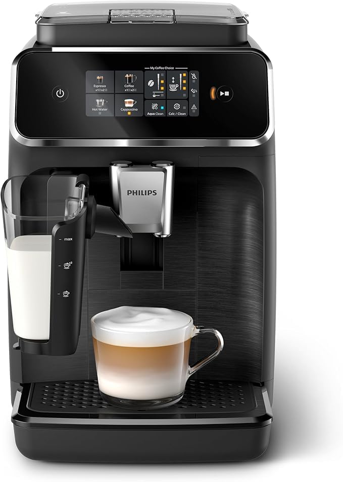 Philips Machine à Expresso Entièrement Automatique Séries 2300-4 Boissons, Écran tactile couleur moderne, LatteGo, SilentBrew, Broyeur 100% Céramique,