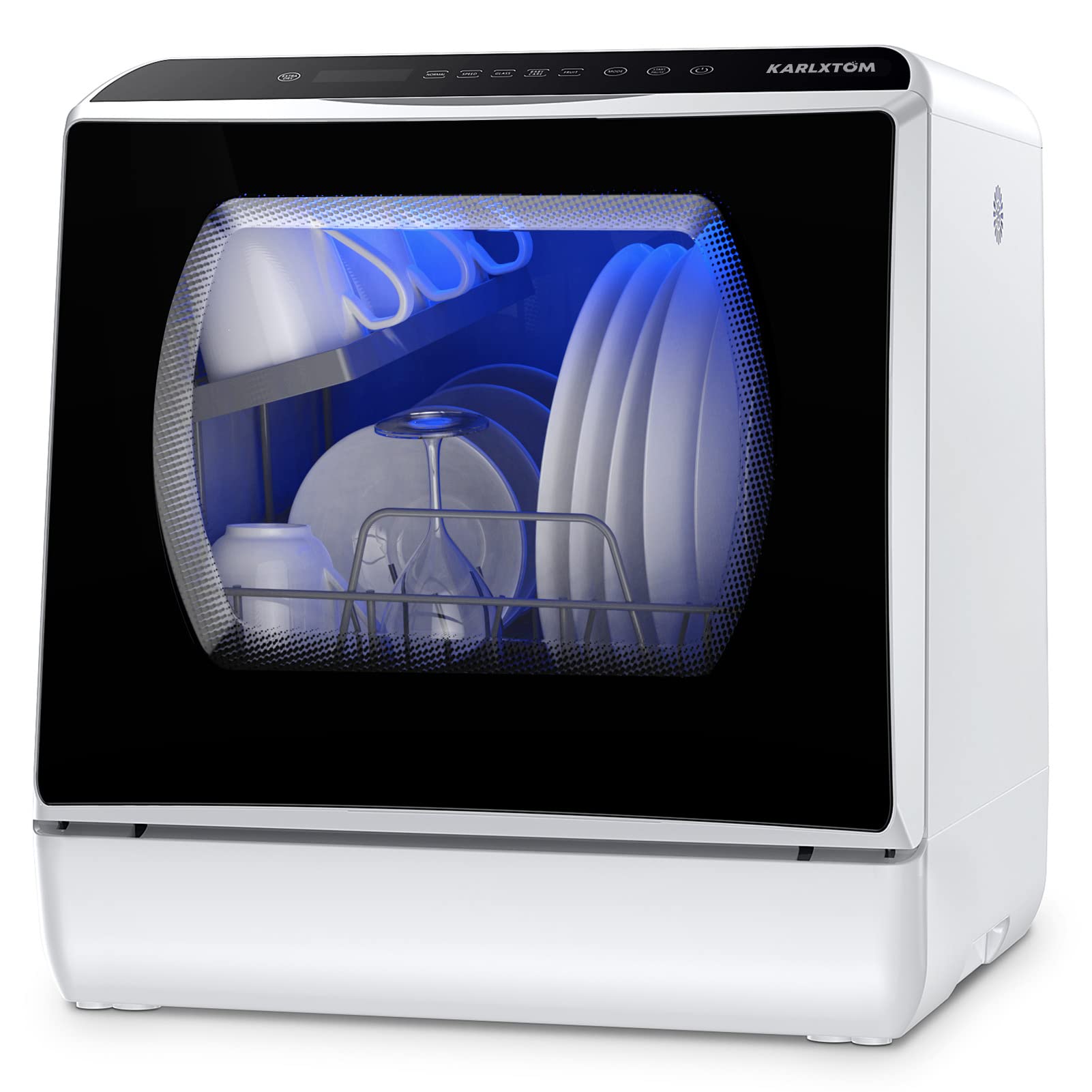 Karlxtom Lave-vaisselle de table, Mini Lave-vaisselle avec Comman destactiles à LED, 45CM, 6 Programmes, Lavage des fruits, Soins Pour Bébés