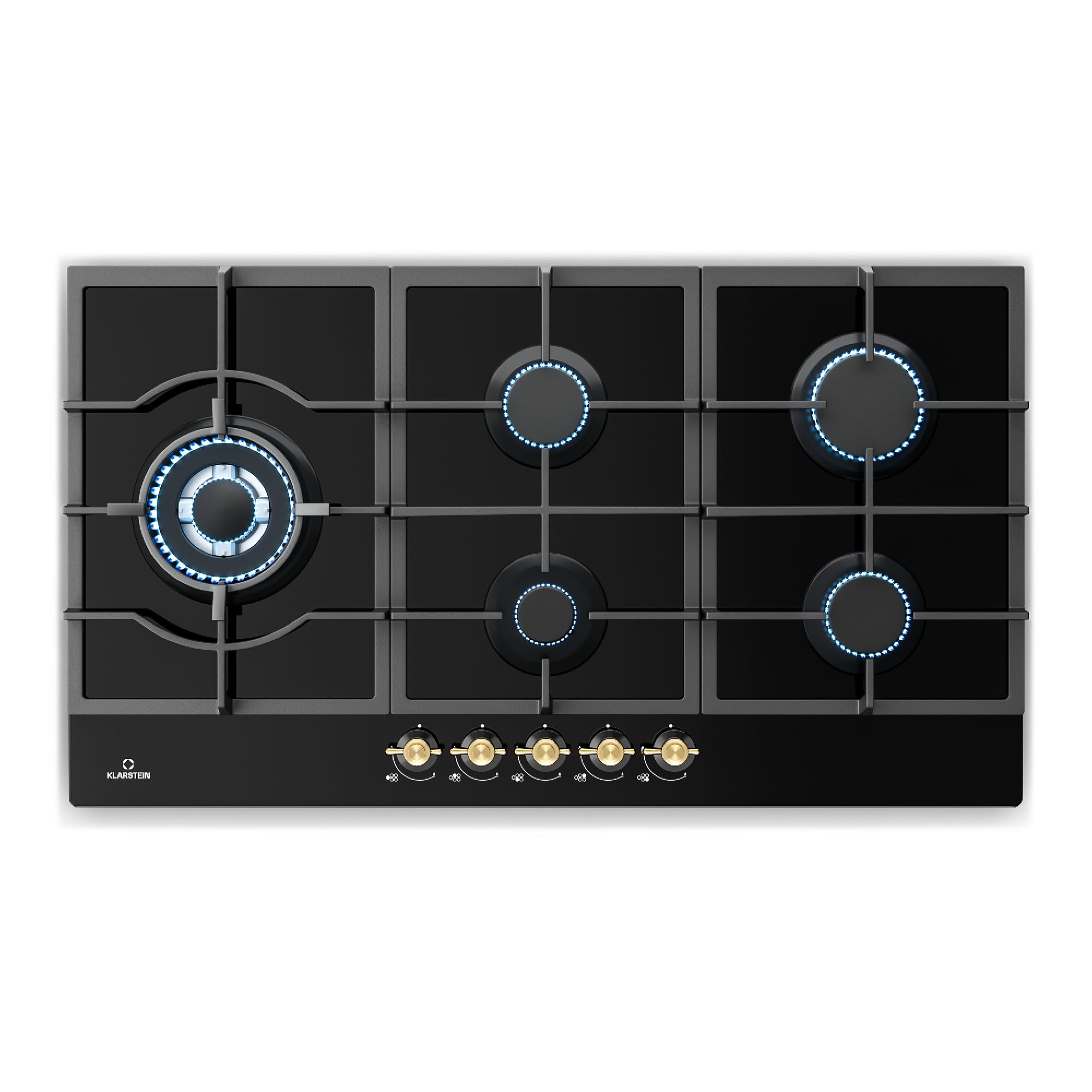 Klarstein Table de Cuisson à Gaz avec 5 Brûleurs – Plaque de Cuisson Encastrable 11100W, Surface en Acier Inoxydable, Compatible GPL