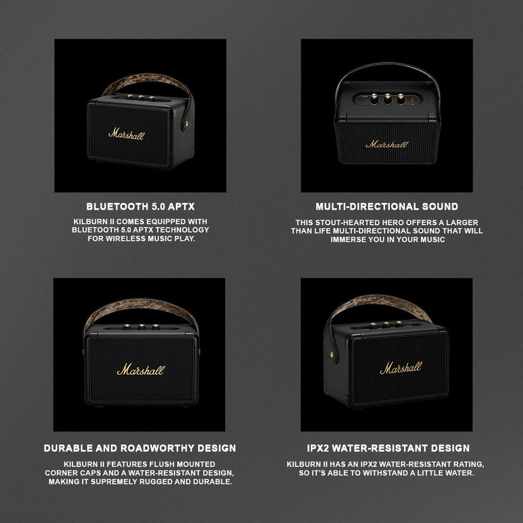 Marshall Kilburn II Enceinte Bluetooth Portatif - Noir et Laiton