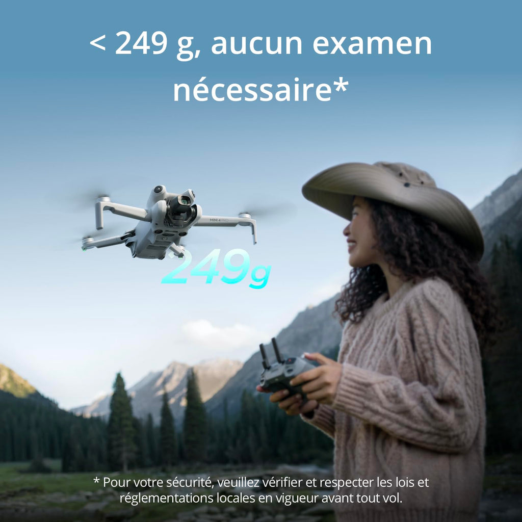 DJI Bundle avec Mini 4 Pro Fly More avec RC 2 (Radiocommande avec Écran), Mini Drone Pliable avec Caméra 4K, Moins de 0,549 lb/249 g, Temps de Vol de 34 min, 2 Batteries Supplémentaires, C0