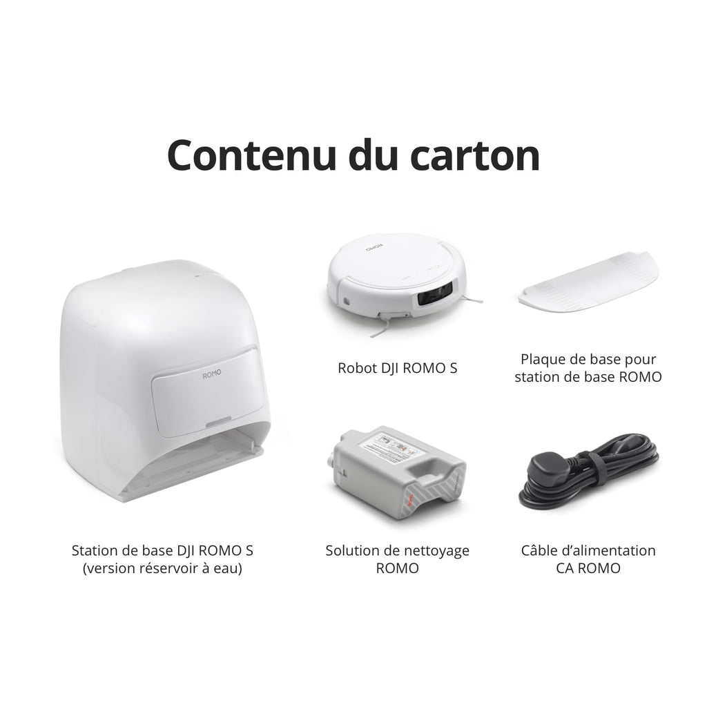 DJI ROMO S Robot Aspirateur Laveur, Aspirateur Robot de 25 000 Pa, détection de Niveau Drone, Deux Bras robotiques, 200 Jours sans Maintenance, Lavage et séchage Auto des tampons de serpillière