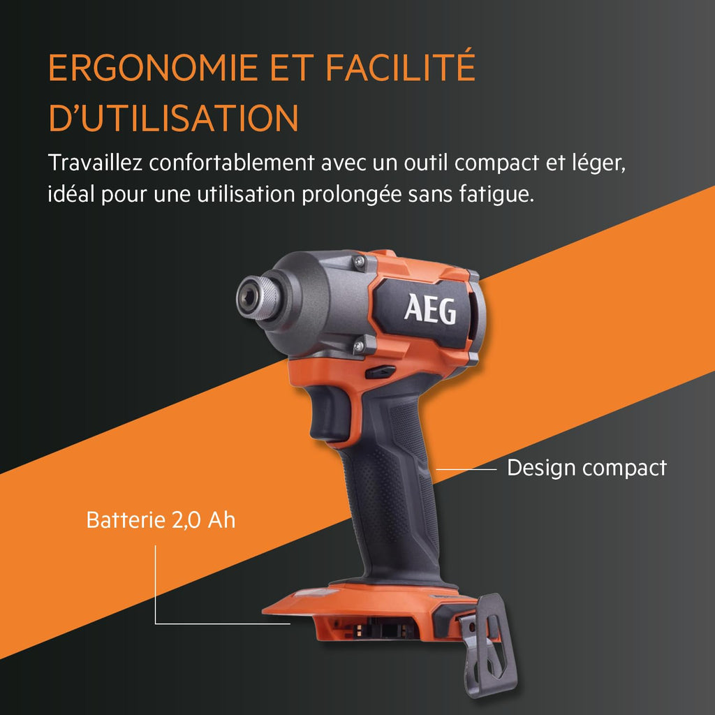 AEG - Visseuse à chocs 18V BRUSHLESS, 350 Nm, 3 modes, 0 à 2900 tr,min, 0 à 4200 cps,min, réception Hex 1,4", sans batt. ni chargeur, en carton