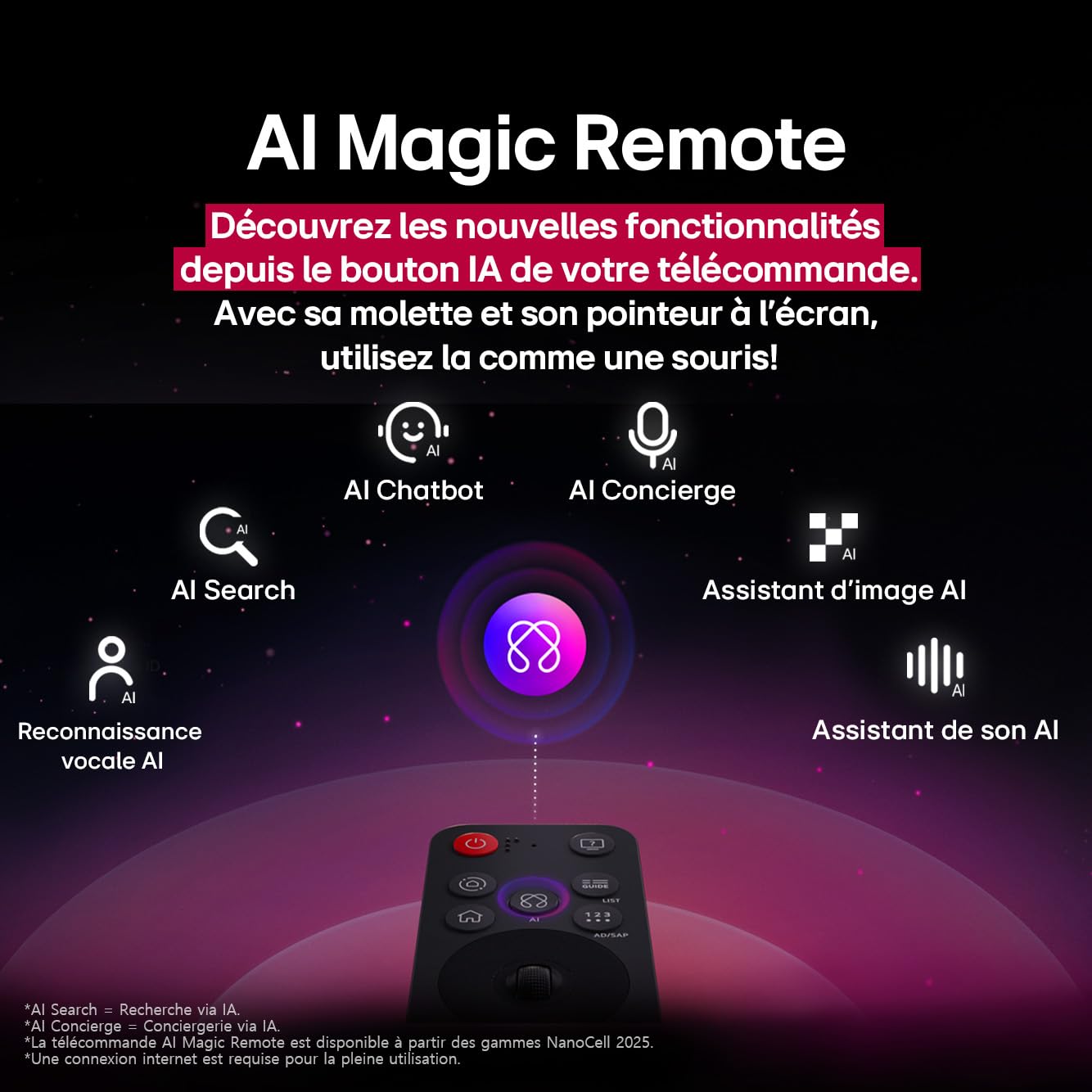 LG TV QNED AI 2025 | 55QNED8E | 55'' (139cm) | 4K UHD | HDR10 | webOS 25 | Télécommade AI Magic Remote | Alexa, Google Assistant | Netflix Disney+ CANAL+ Prime Video | AirPlay 2 | Luminosité éclatante