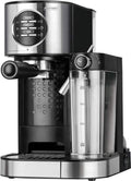 MPM MKW-07M Cafetière expresso 15 bars pour café expresso et cappuccino, réservoir chauffant lait 0,7 litres, chauffe tasses, finition acier inoxydabl