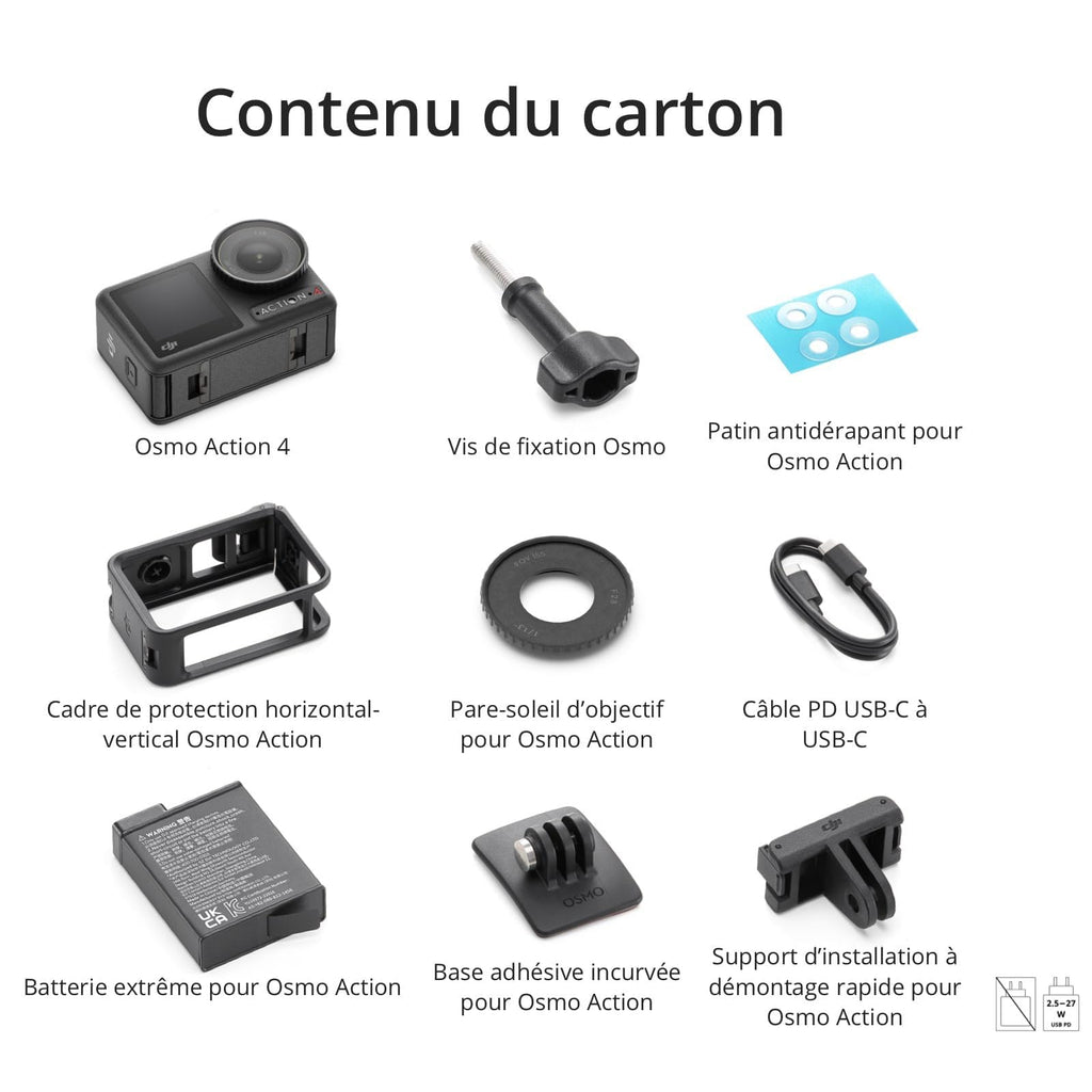 DJI Bundle Osmo Action 4 Standard - Caméra d’Action étanche 4K/120 IPS avec capteur 1/1,3 Pouce, des Images saisissantes en Basse lumière, des Couleurs D-Log M 10 Bits, Batterie 1 770 mAh prolongée