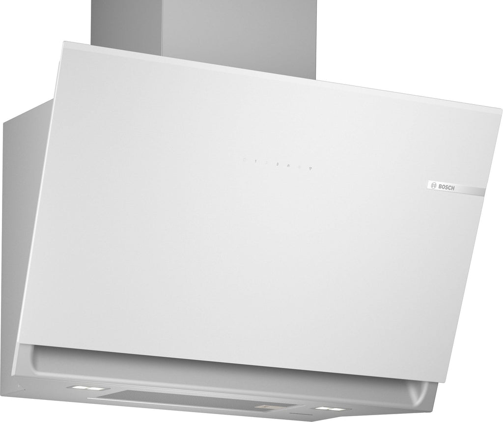 Bosch DWK81AN20 Hotte murale Série 6, 4 vitesses d'aspiration dont 1 intensive, 80 cm, Blanc avec finition en verre