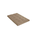 Matelas futon beige avec coutures rembourrées élégantes.