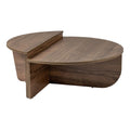 Table basse en bois foncé au design moderne et épuré.