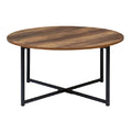 Table rond en bois avec base noire en métal