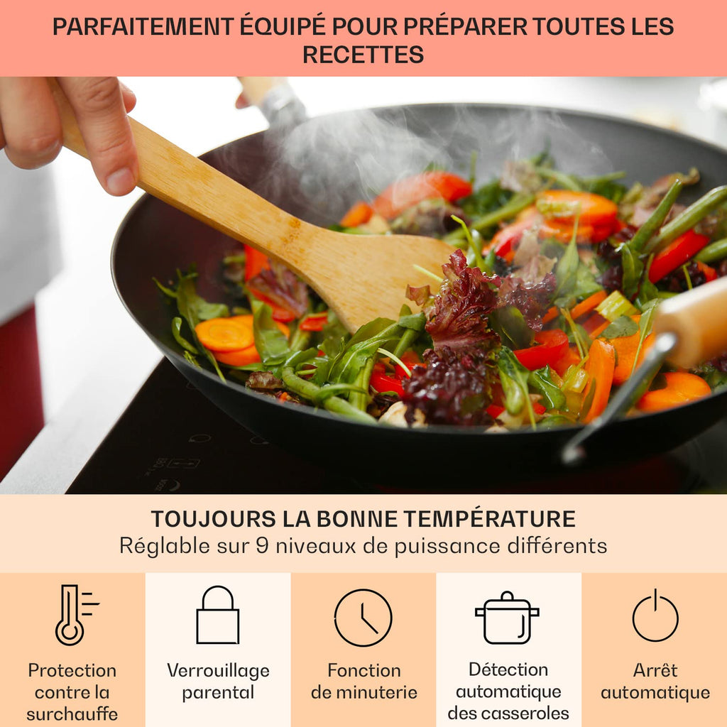 Klarstein Plaque de Cuisson Electrique à Induction 9300W, Plaque Encastrées 5 Feux, Tables de Cuisson Encastrable, Contrôle Tactile, Rechaud pour la Cuisine