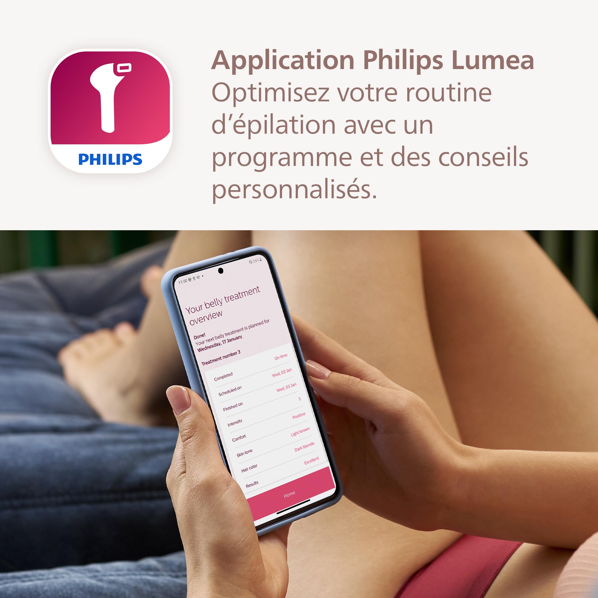 Philips Lumea série 8000 - épilateur à lumière pulsée, alternative à l'épilation laser, technologie SenseIQ, 3 embouts pour le corps, le visage et les zones de précision, BRI946/00