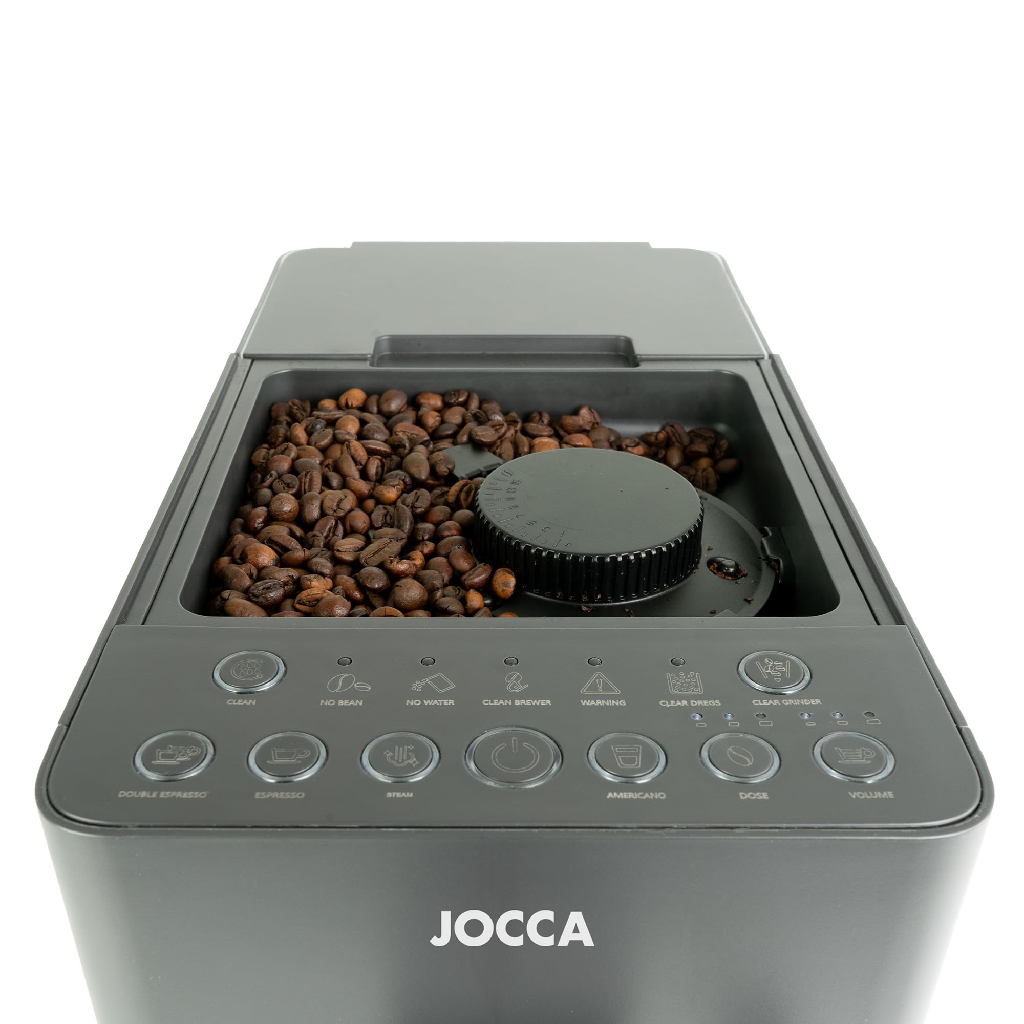Jocca Cafetière super automatique 20 bars, 1 350 W, réservoir 1,5 l, moulin intégré 15 niveaux, vaporisateur à lait, fonctions expresso, double expres