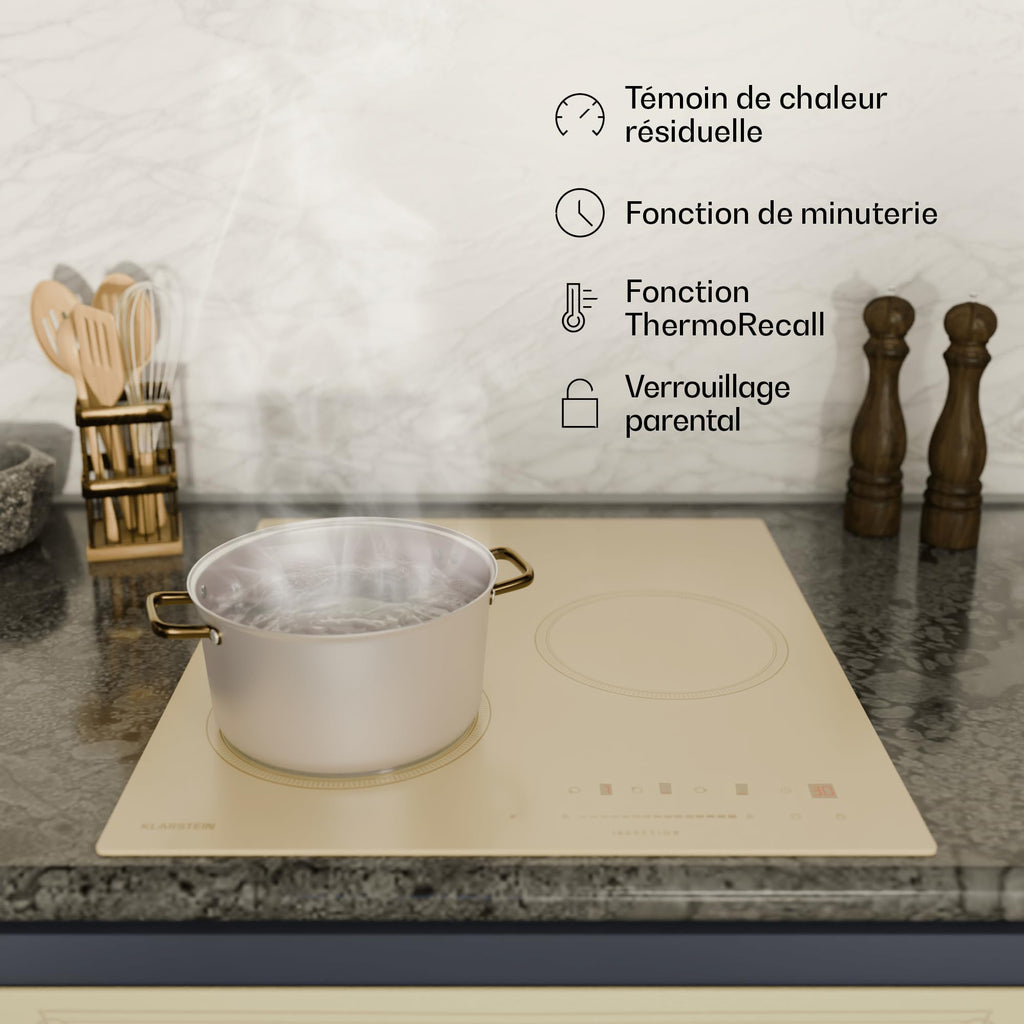 Klarstein Victoria Plaque À Induction Encastrable - 3 Zones, 6600 W Avec Boosters, Commande Tactile À Curseur, Minuterie & Verrouillage Parental, Vitr