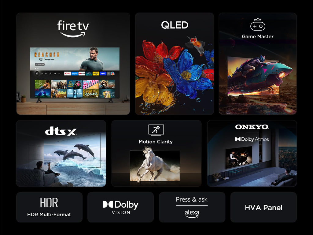 TCL 50T6C Fire TV 50 Pouces QLED 4K UHD Smart TV, HDR (Multi-Format), Dolby Atmos, Motion Clarity