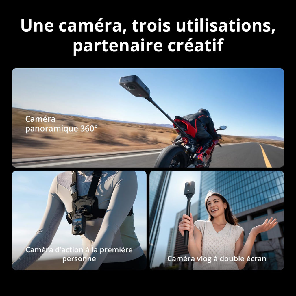 DJI Bundle Standard Osmo 360, caméra 360 avec imagerie 360° de 1 Pouce, vidéo 360° en 8K Native, Photo 360° en 120 MP, étanche, caméra d’Action pour Sports, vlog