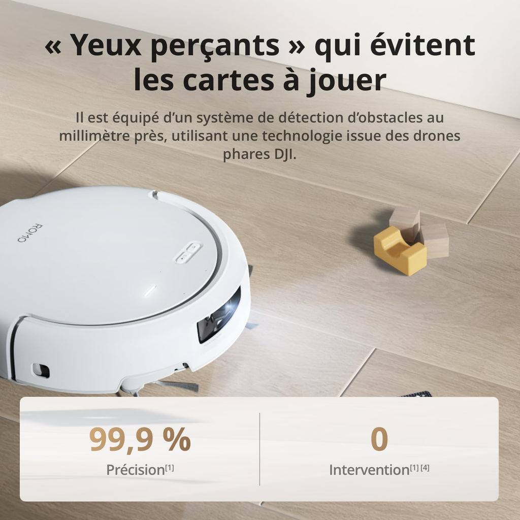 DJI ROMO S Robot Aspirateur Laveur, Aspirateur Robot de 25 000 Pa, détection de Niveau Drone, Deux Bras robotiques, 200 Jours sans Maintenance, Lavage et séchage Auto des tampons de serpillière