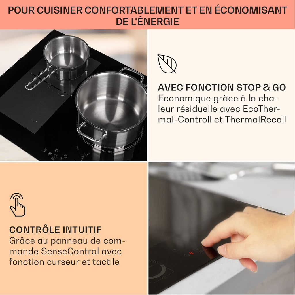Klarstein Plaque de Cuisson Electrique à Induction 9300W, Plaque Encastrées 5 Feux, Tables de Cuisson Encastrable, Contrôle Tactile, Rechaud pour la Cuisine