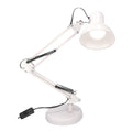 Lampe de bureau articulée blanche avec interrupteur.