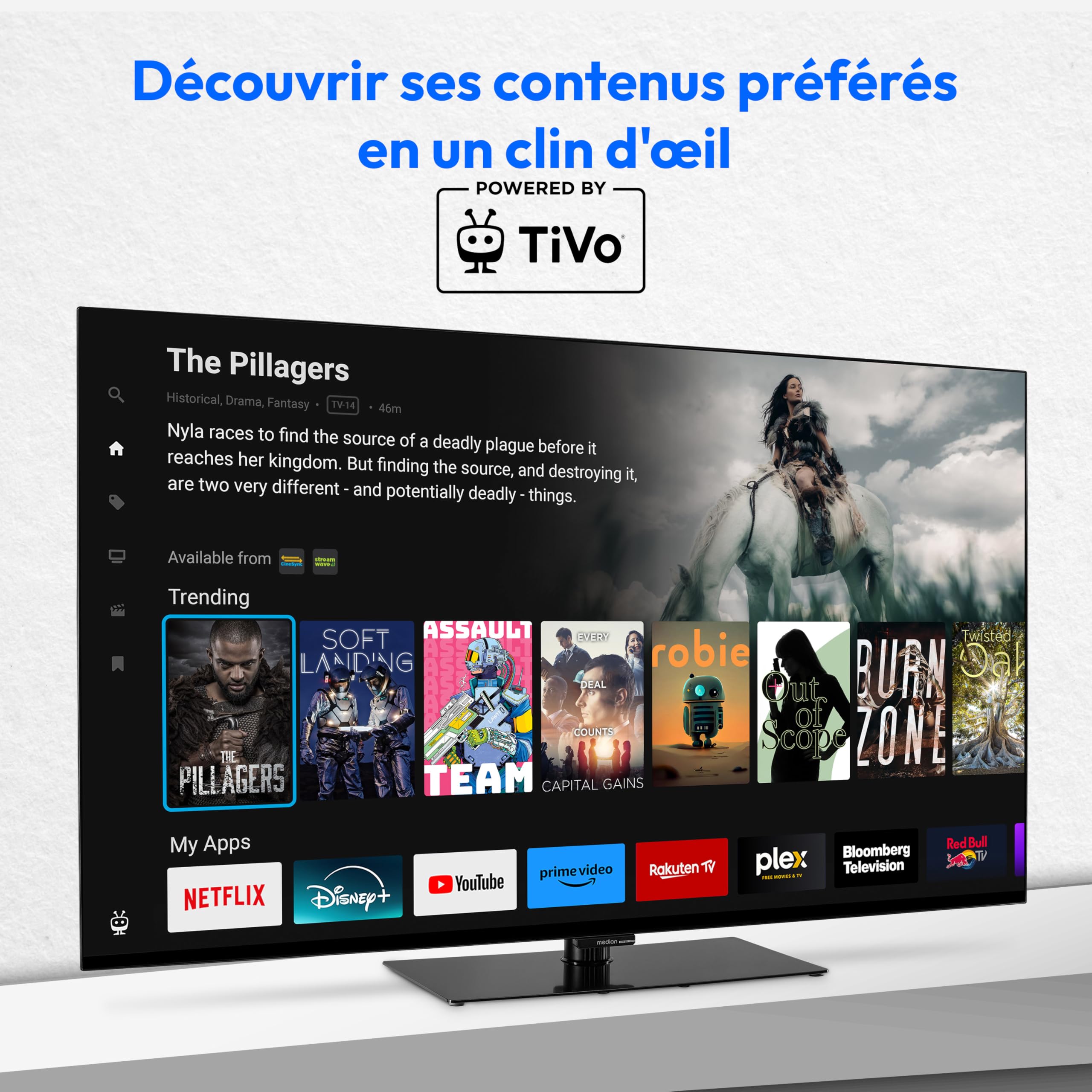 MEDION TV OLED 138,8 cm (55") (TiVo, Smart-TV, Dolby Vision HDR, Caisson de Basses, MEMC, Micro Dimming, Portail TiVo, Prime Video, Disney+, Dolby Atm