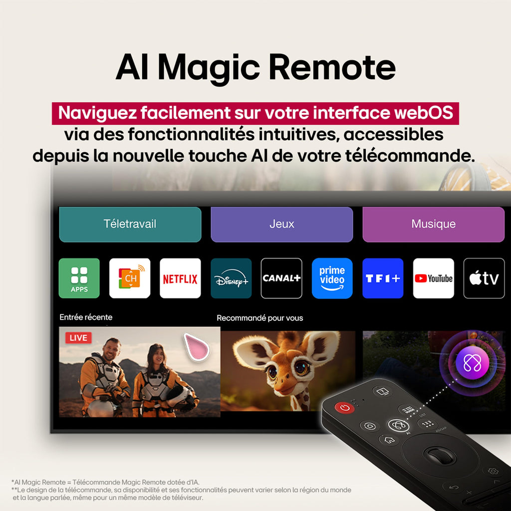 LG TV QNED AI 2025 | 55QNED8E | 55'' (139cm) | 4K UHD | HDR10 | webOS 25 | Télécommade AI Magic Remote | Alexa, Google Assistant | Netflix Disney+ CANAL+ Prime Video | AirPlay 2 | Luminosité éclatante