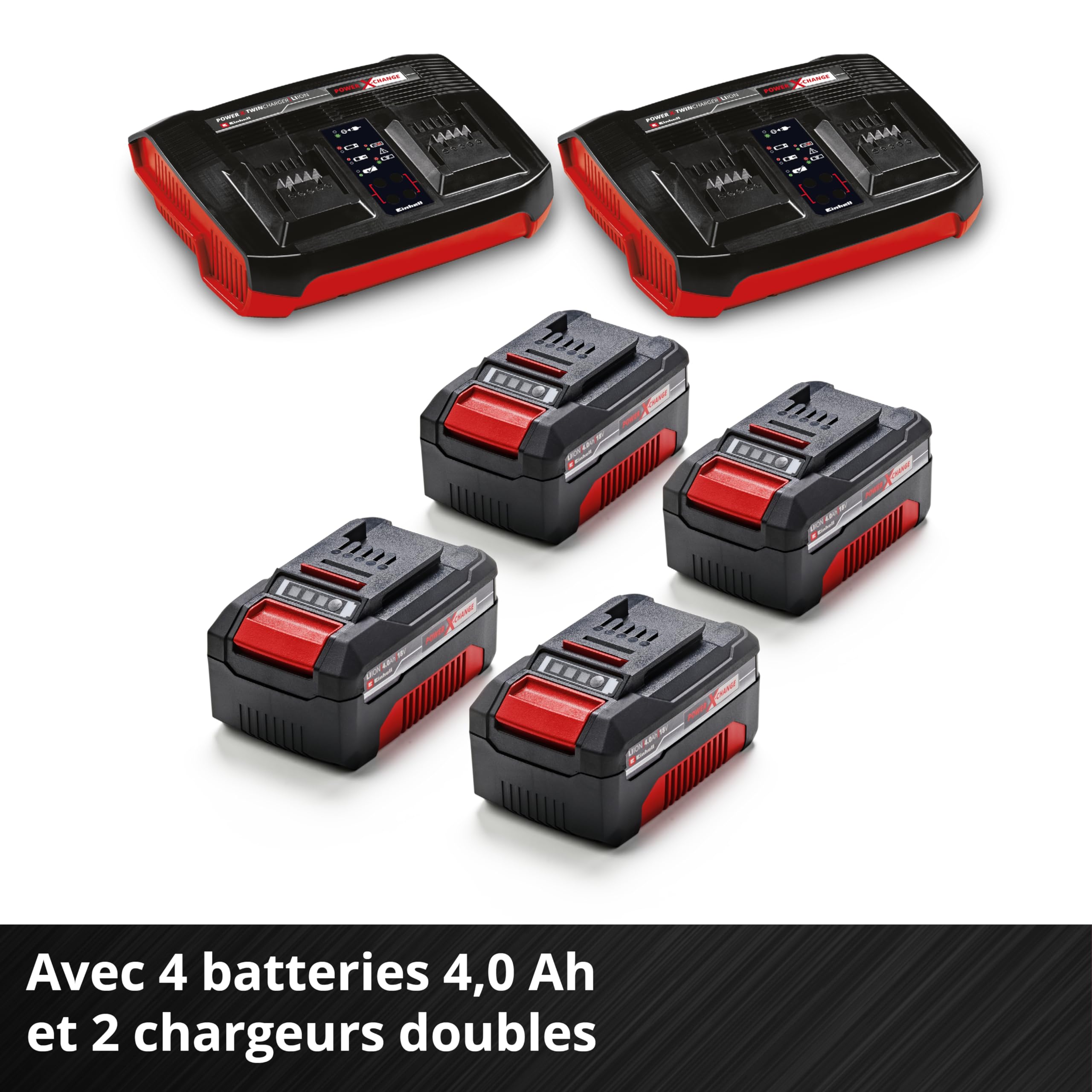 Einhell Professional Tondeuse à gazon sans fil GP-CM 36/47S Li BL (4x4,0Ah) Power X-Change (36V, moteur Brushless, Coupe à 47cm, Bac de 65L) Livré avec 4 Batteries 4,0Ah et 2 Chargeurs doubles