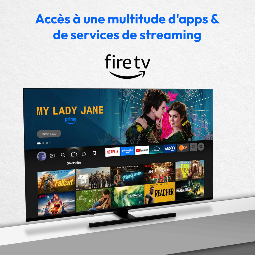 MEDION Téléviseur 55 Pouces 4k (138,8 cm) QLED Television (Fire TV, Smart, Dolby Vision HDR, Dolby Atmos, Prime Video, Bluetooth, DVB-T2, MD 855800)