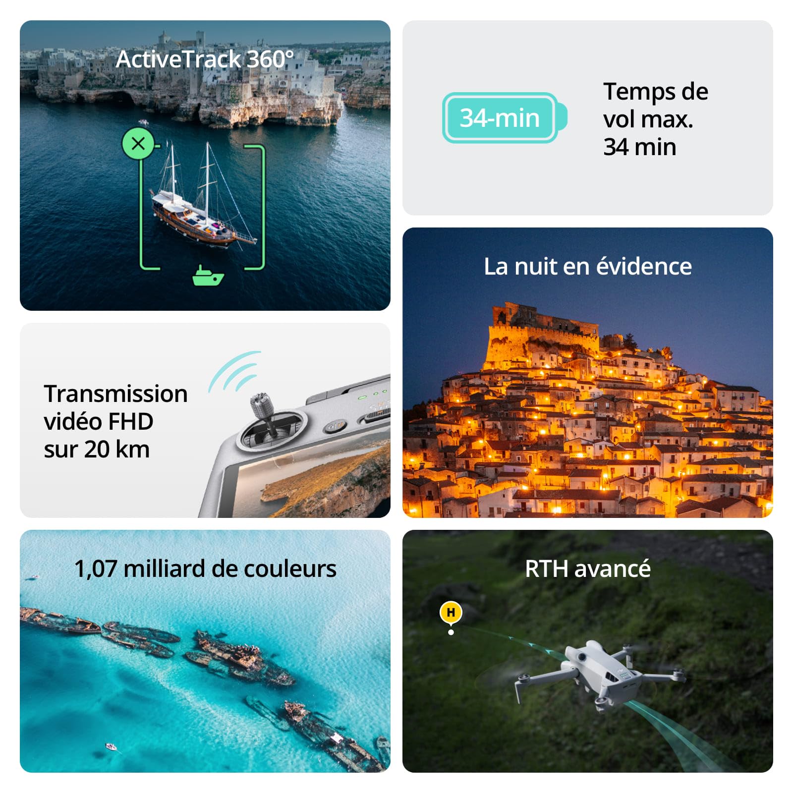 DJI Bundle avec Mini 4 Pro Fly More avec RC 2 (Radiocommande avec Écran), Mini Drone Pliable avec Caméra 4K, Moins de 0,549 lb/249 g, Temps de Vol de 34 min, 2 Batteries Supplémentaires, C0