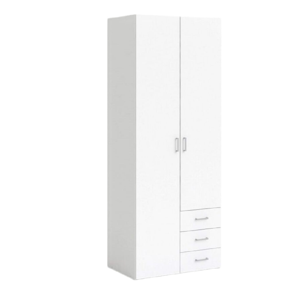 Armoire blanche moderne avec quatre tiroirs et deux portes