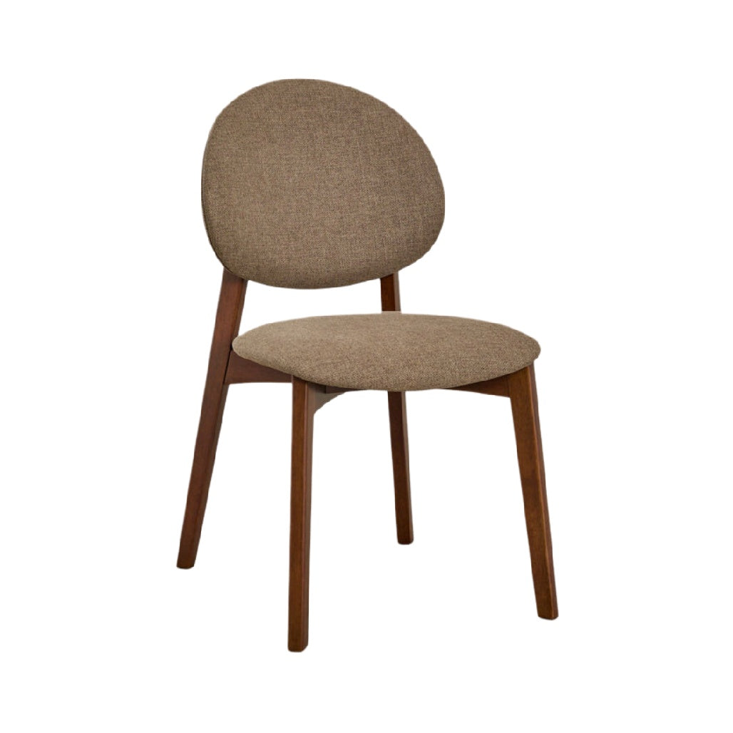 Chaise moderne en tissu marron avec pieds en bois naturel